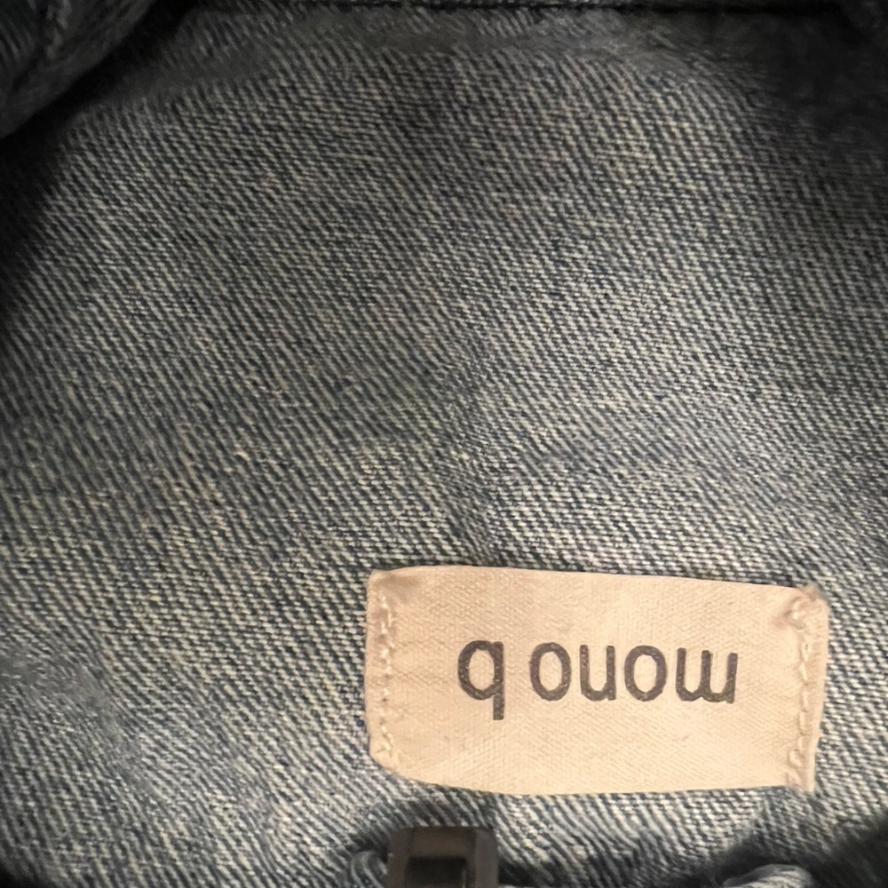 Mono B Blue Women's Denim cropped Jean Jacket .. Jennifer Lopez - Picture 3 of 5